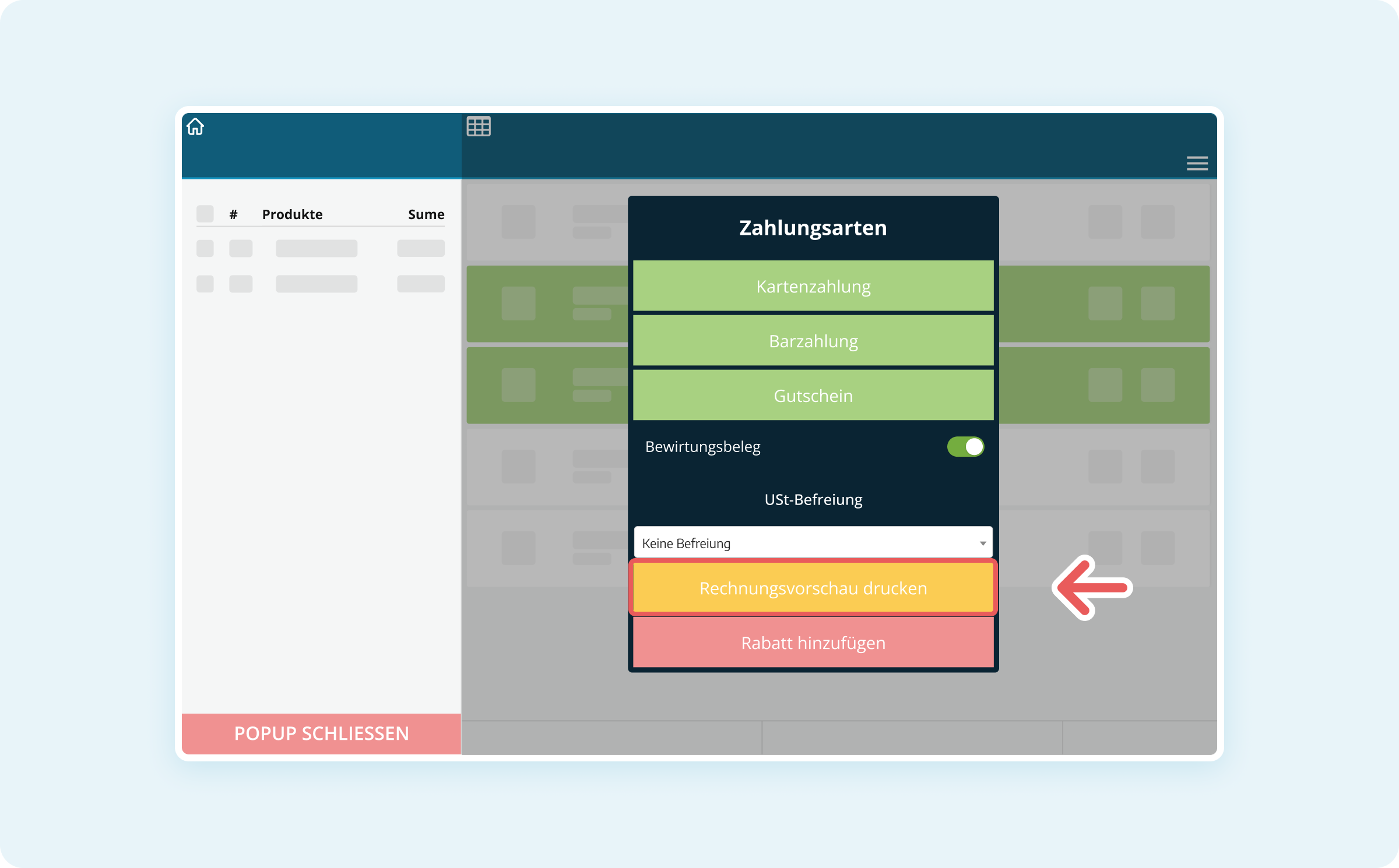 Rechnungsvorschau drucken