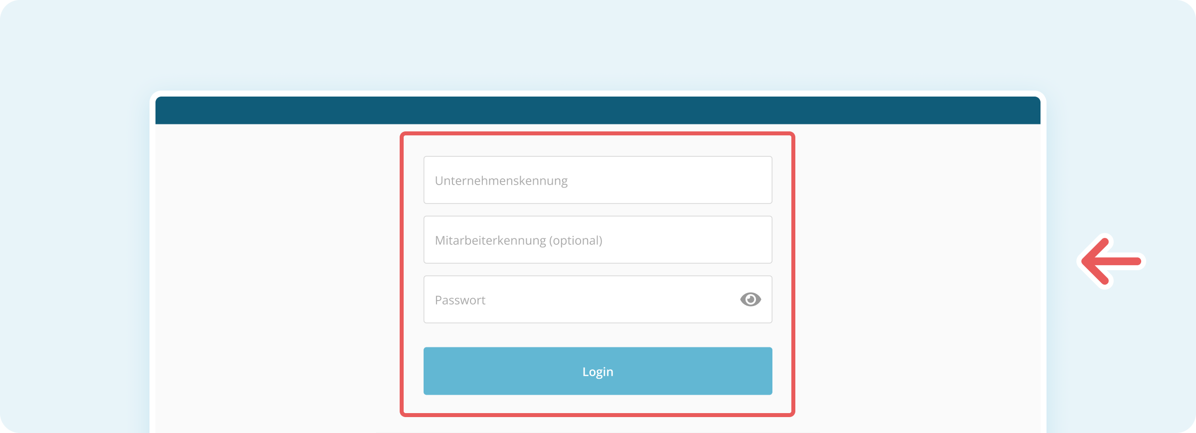 Login-Felder der Kassenoberfläche