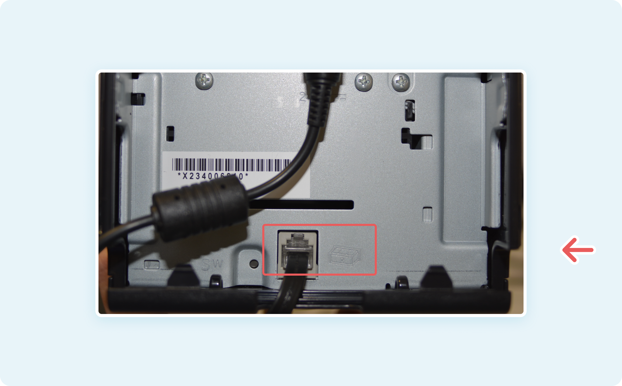 Kassenlade am RJ-45-Anschluss des Bondruckers anschließen