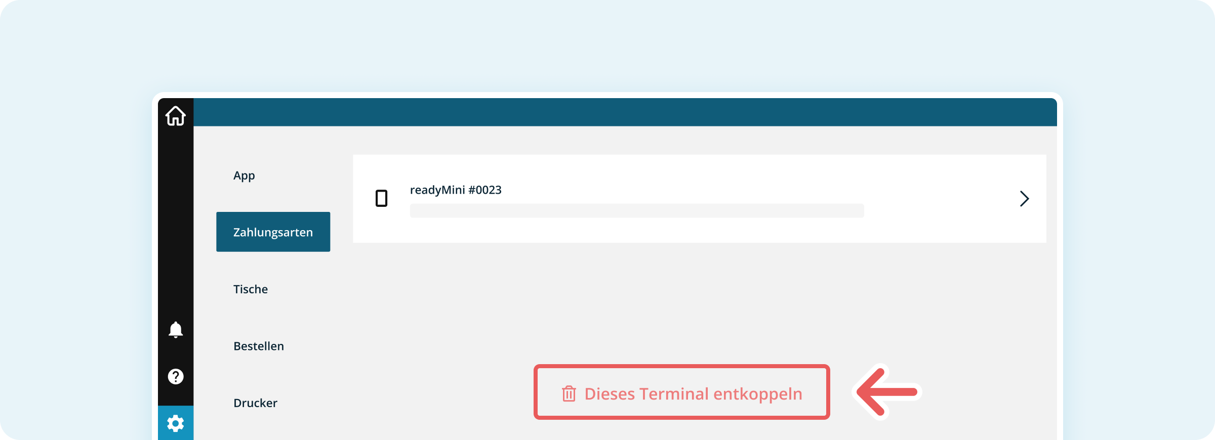 Terminal entkoppeln bestätigen