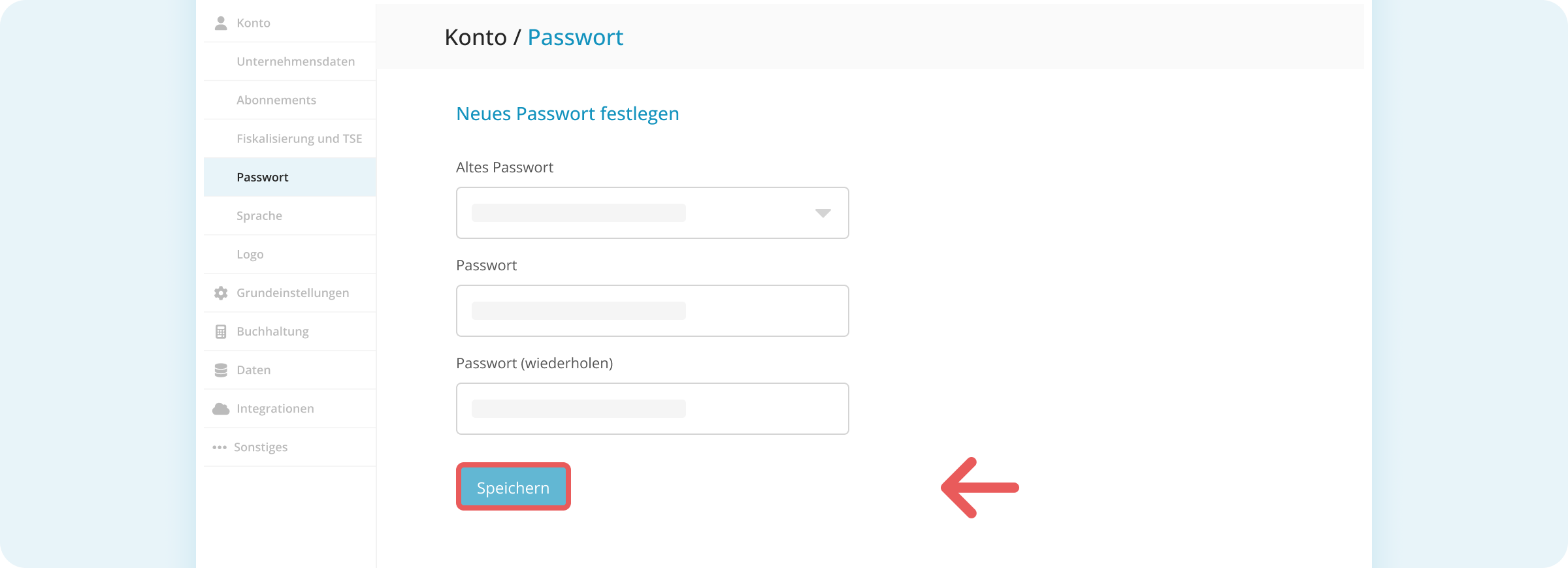 Neues Passwort speichern