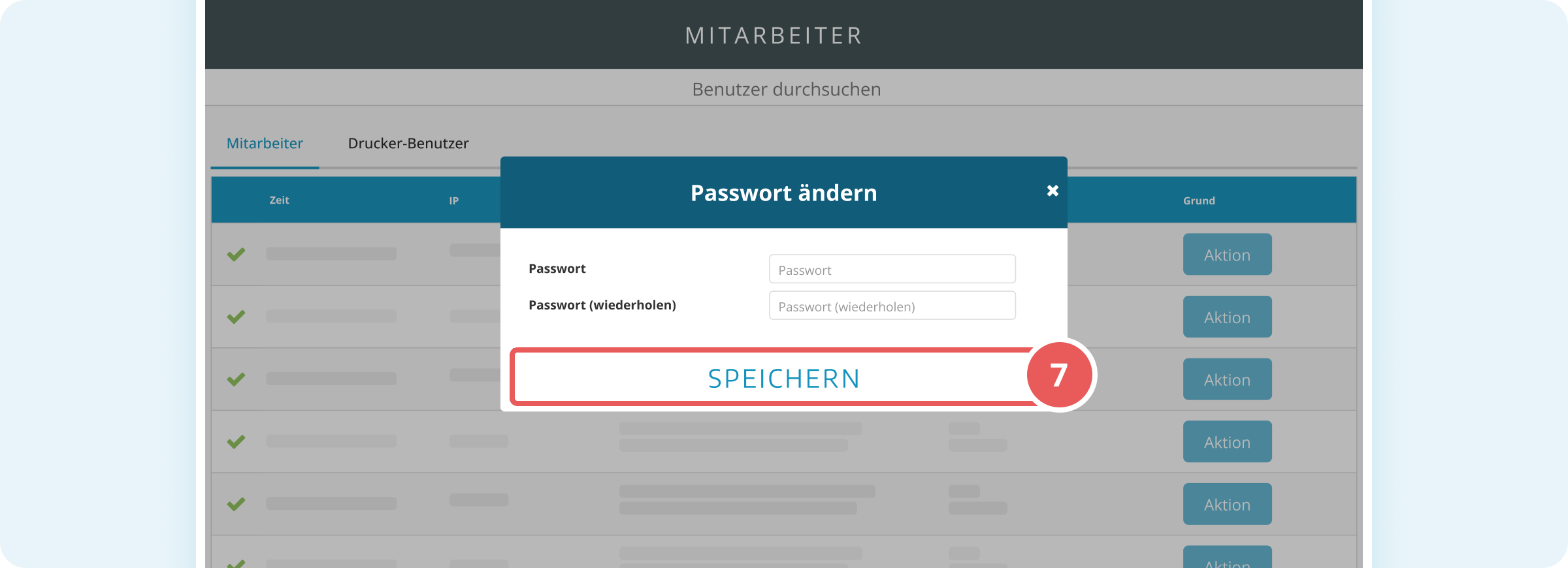 Mitarbeiterpasswort ändern und speichern