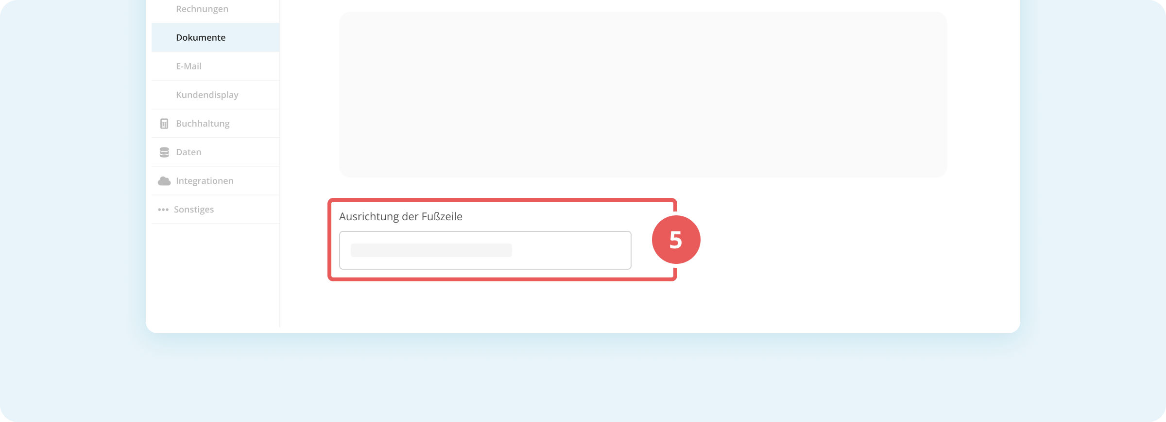 Ausrichtung der Fußzeile auswählen