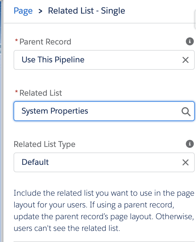 System Properties in the Pipeline Record Page