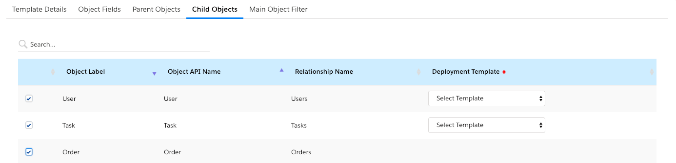 Child Objects tab