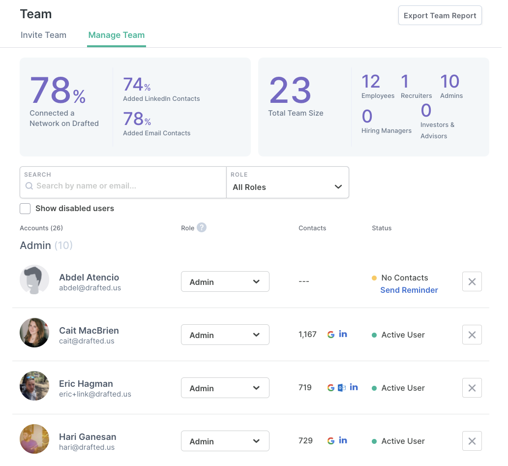 Managing your team on Drafted