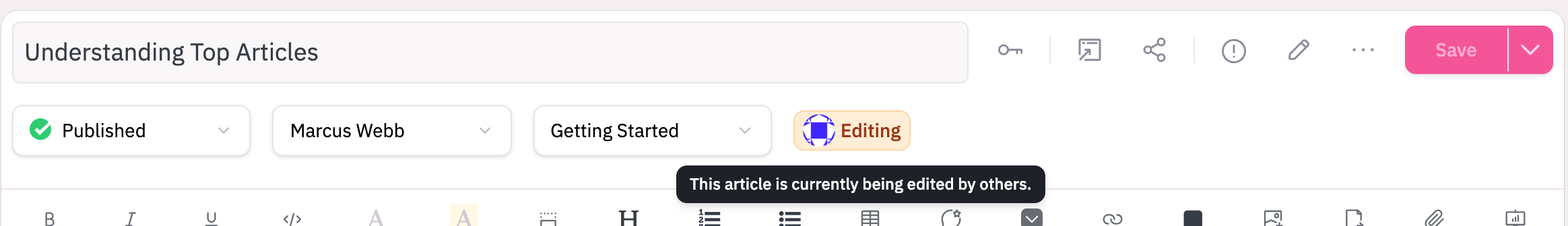 Article being edited by others in HelpDocs.