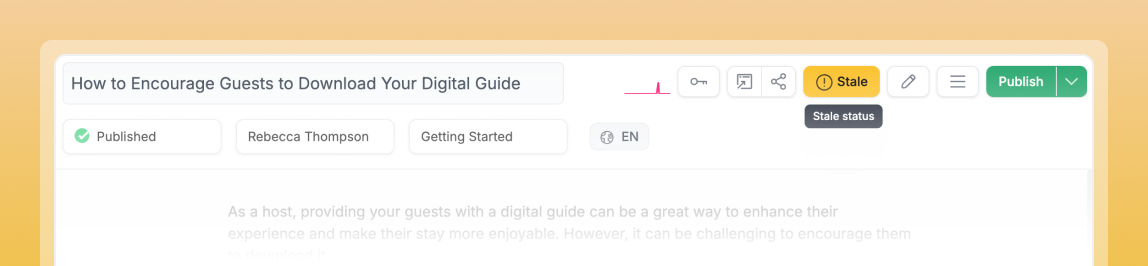 An example Stale article in the Article view
