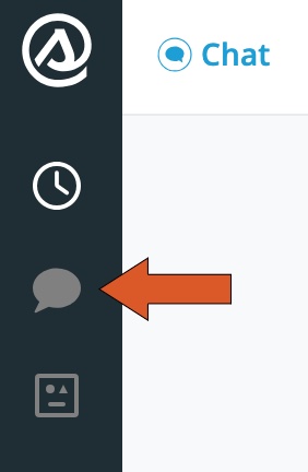 Arrow pointing to chat icon on Smith.ai Web Chat dashboard.