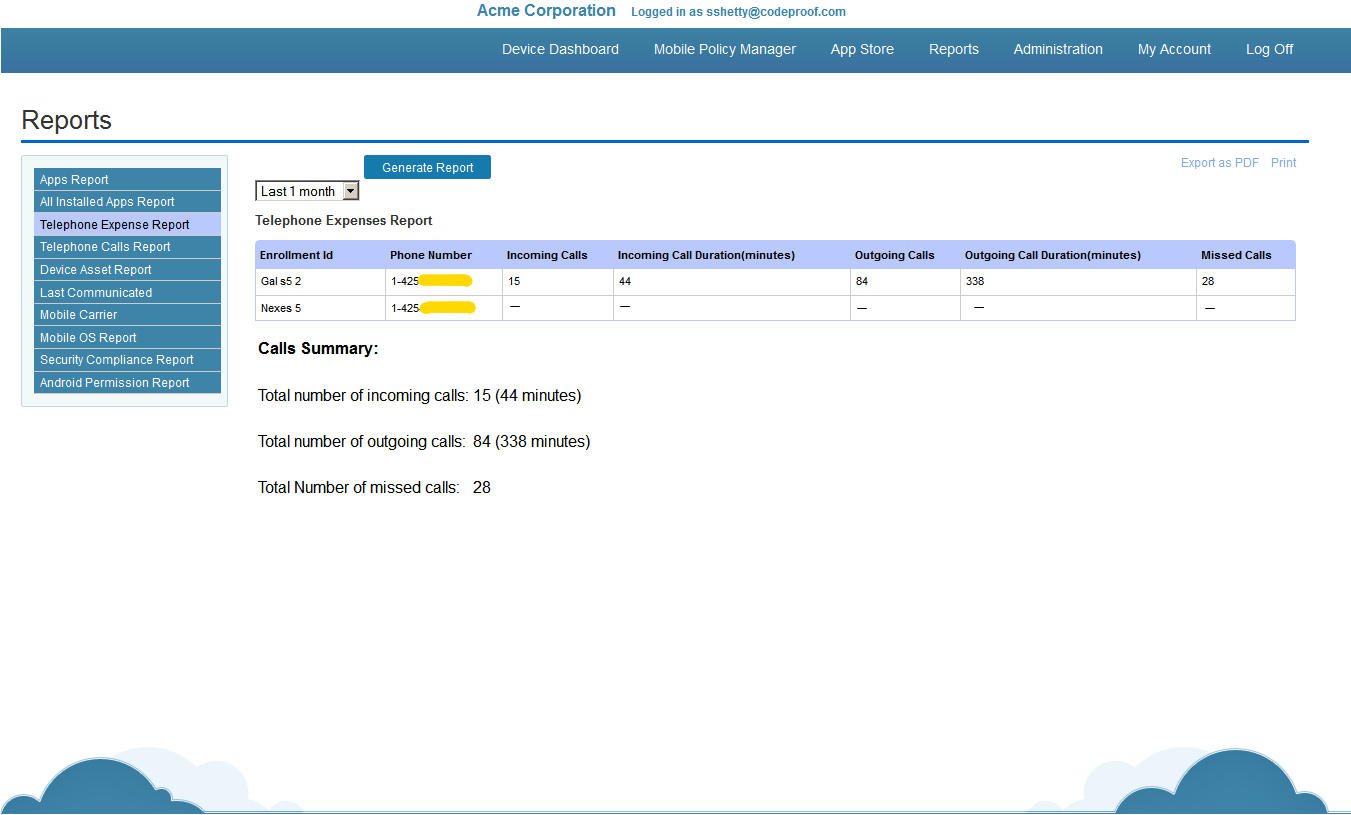 Mobile Expense Report