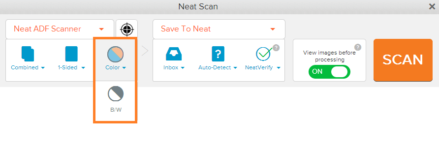 Neat Lightweight App select scan color - step 2