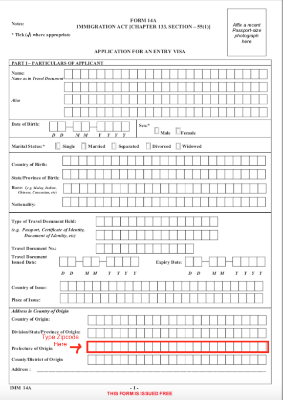 What Is The Prefecture Of Origin Referring To On The Singapore Visa 