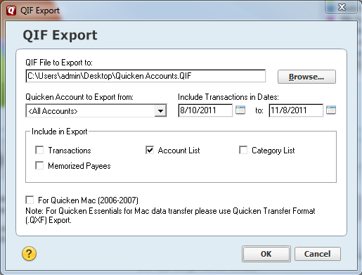 export quicken transactions to excel