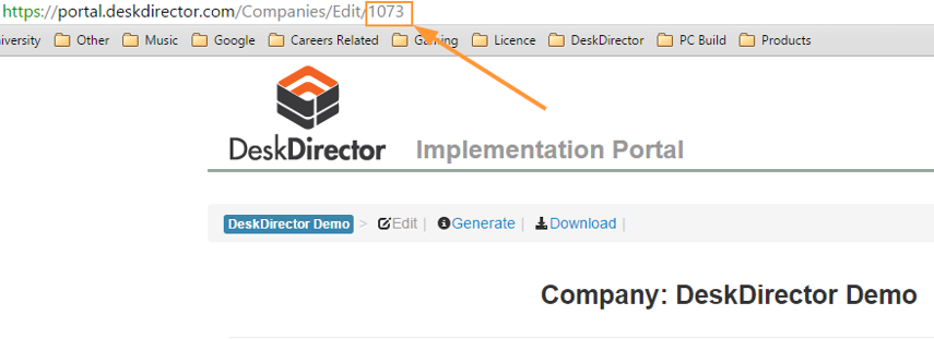 Your DeskDirector Portal ID