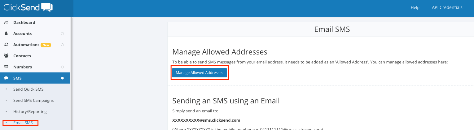 clicksend email to sms