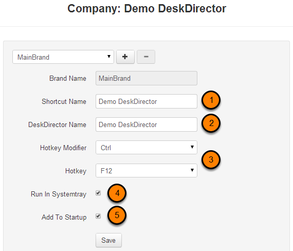 Edit your DeskDirector name and startup settings