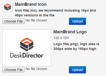 Uploading an icon and logo