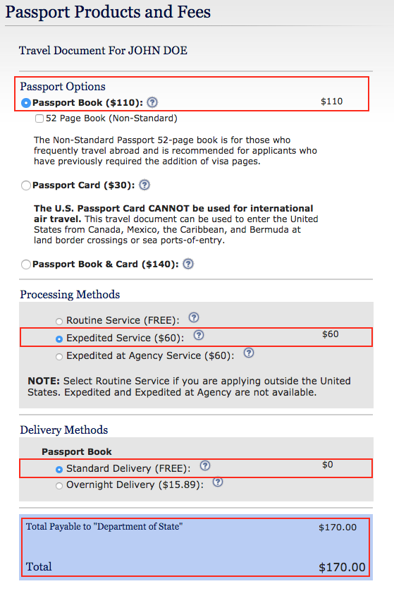 Explanation of Government fees for US Passports HelpDocs