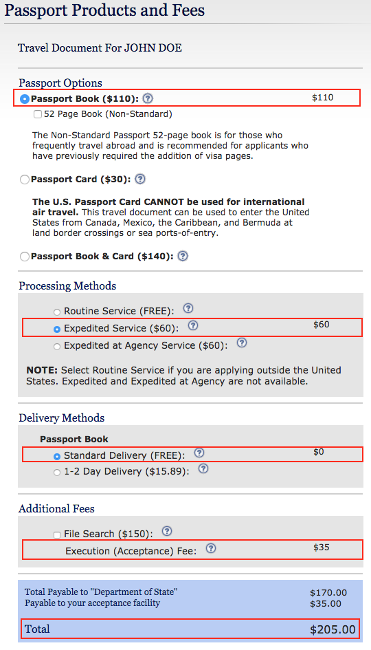 Explanation of Government fees for US Passports HelpDocs