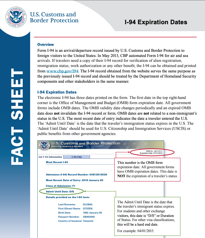 What Does Admit Until Date D S Duration Of Status Mean On My I 94 Helpdocs