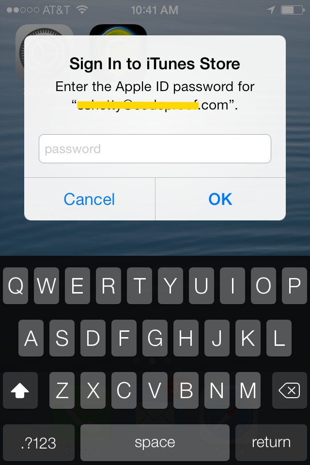 iTunes Store Authentication Prompt