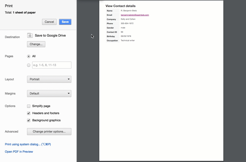 Print to PDF in Google Chrome