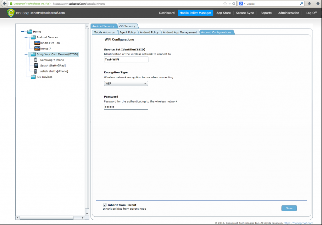 Group Level BYOD Policy settings