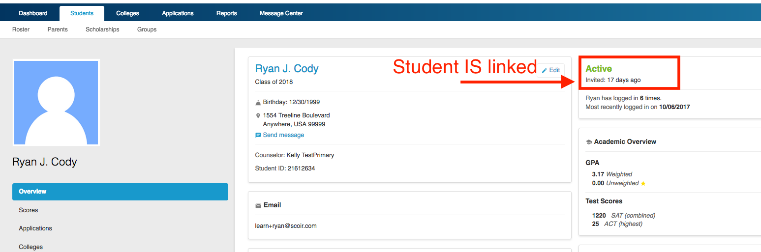 My Student Has A SCOIR Account But I Can t See Their Data User Guide 