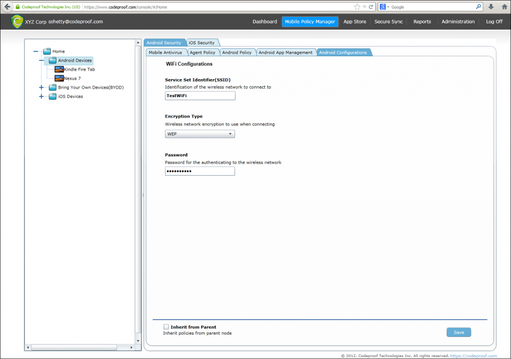 Configure Android Wifi Settings