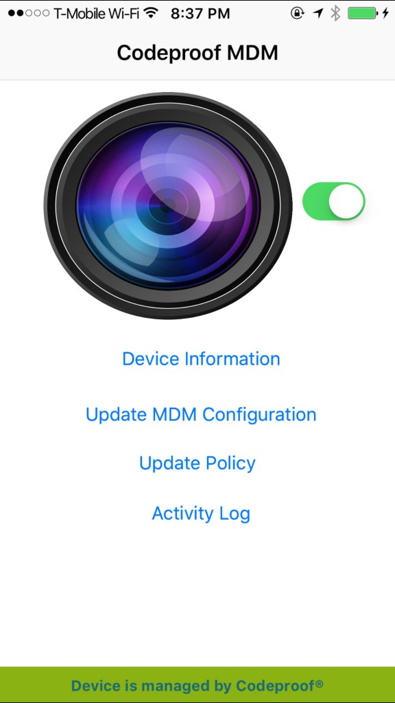 Codeproof MDM iPhone app