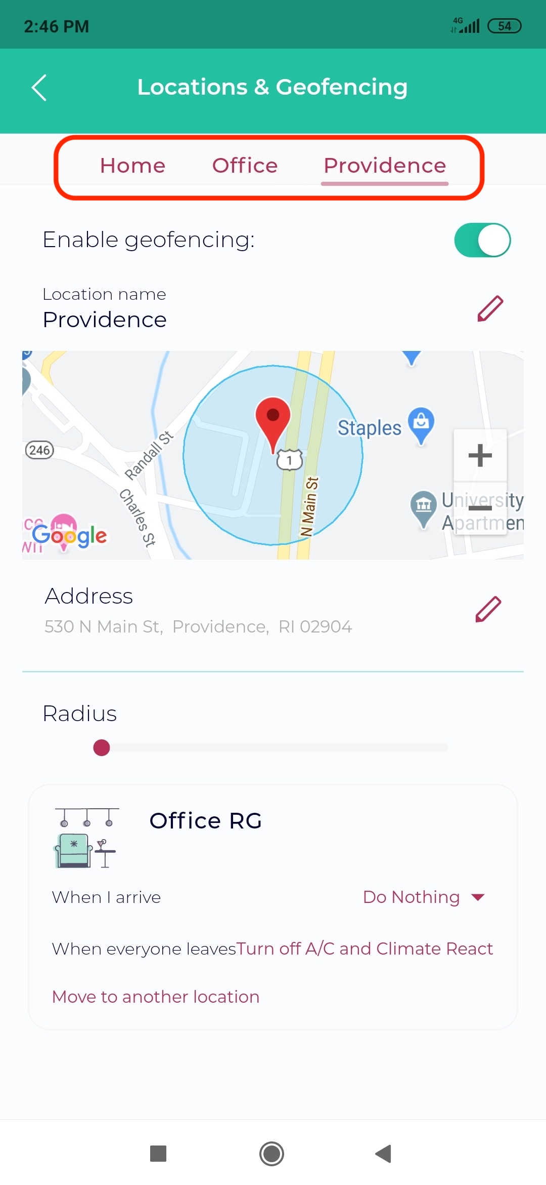Sensibo choose location
