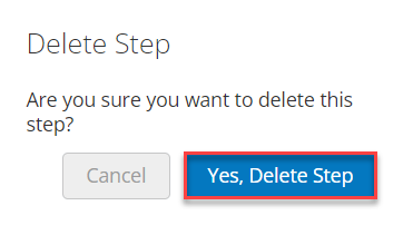 Screenshot of "Yes, delete step" confirmation button