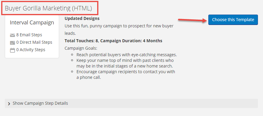 Buyer Campaign Marketing choose this template button
