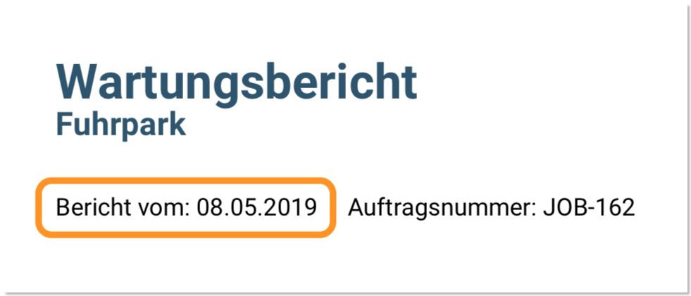 Datum auf Bericht