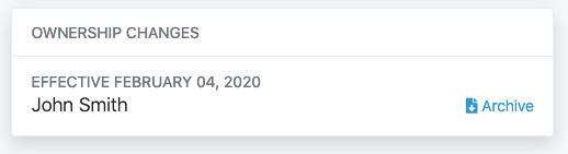 Owership change archives are displayed on the property page