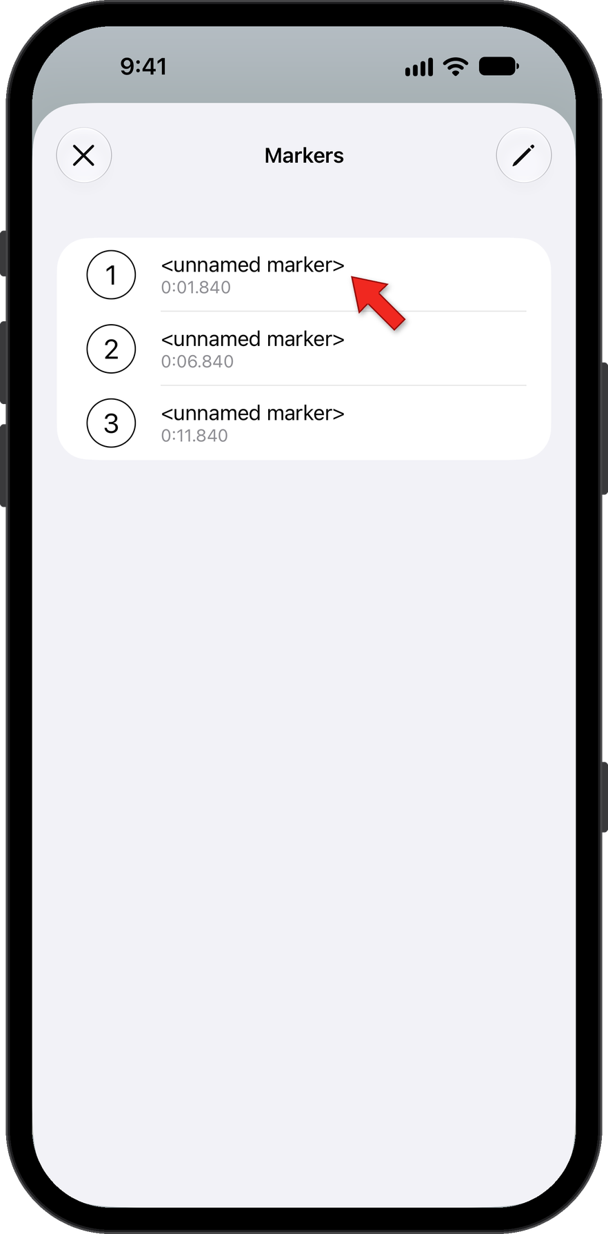Tap and hold marker to name