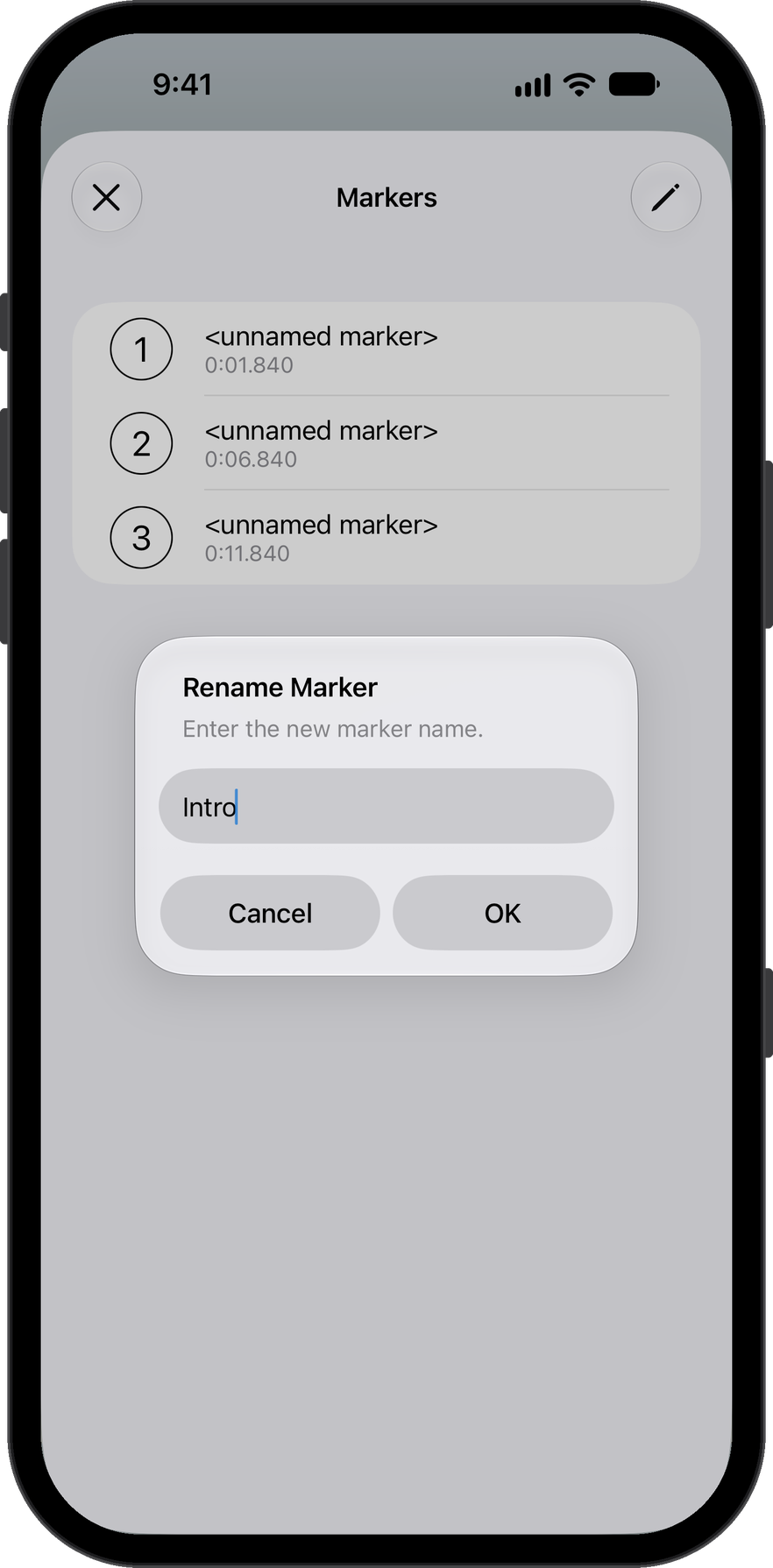 Name audio Marker