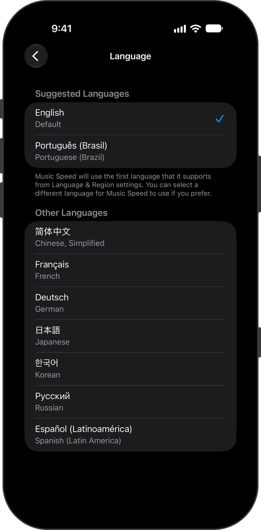 Selecting the desired language