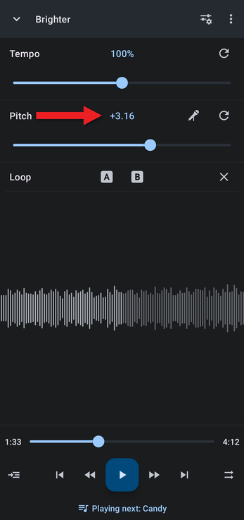 Editor showing a pitch of +3.16