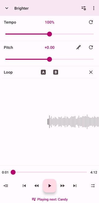 The editor in the light theme with a pink accent