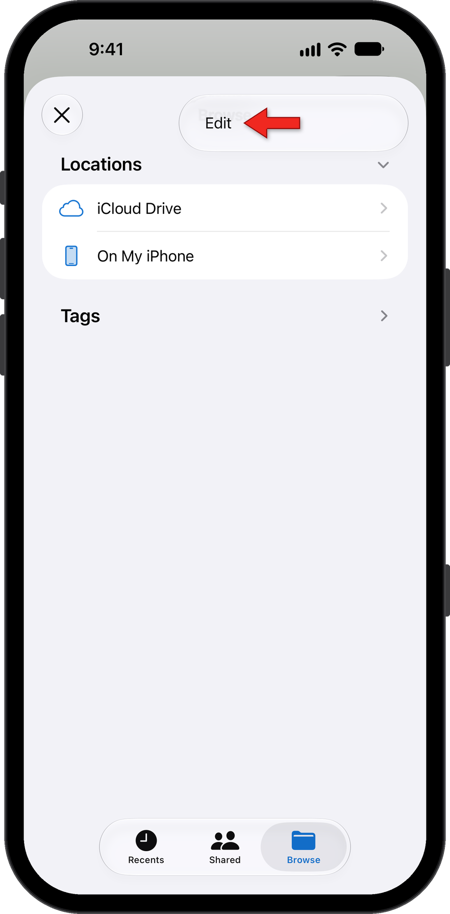 Edit menu option
