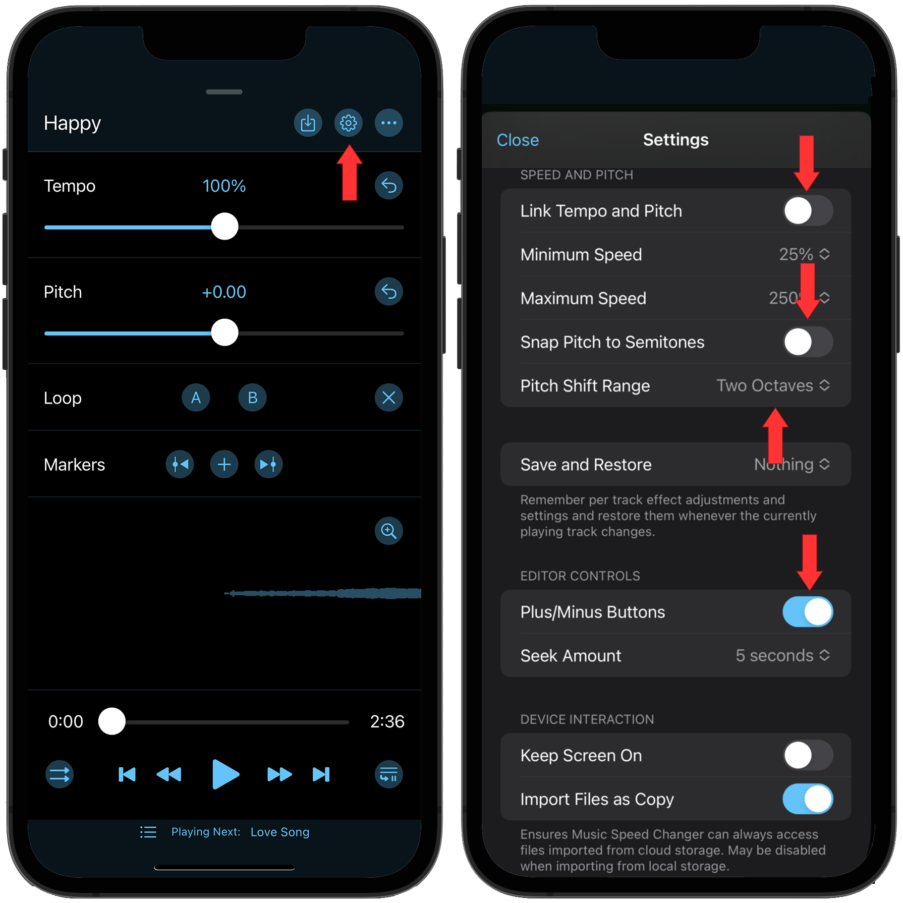 Pitch control options