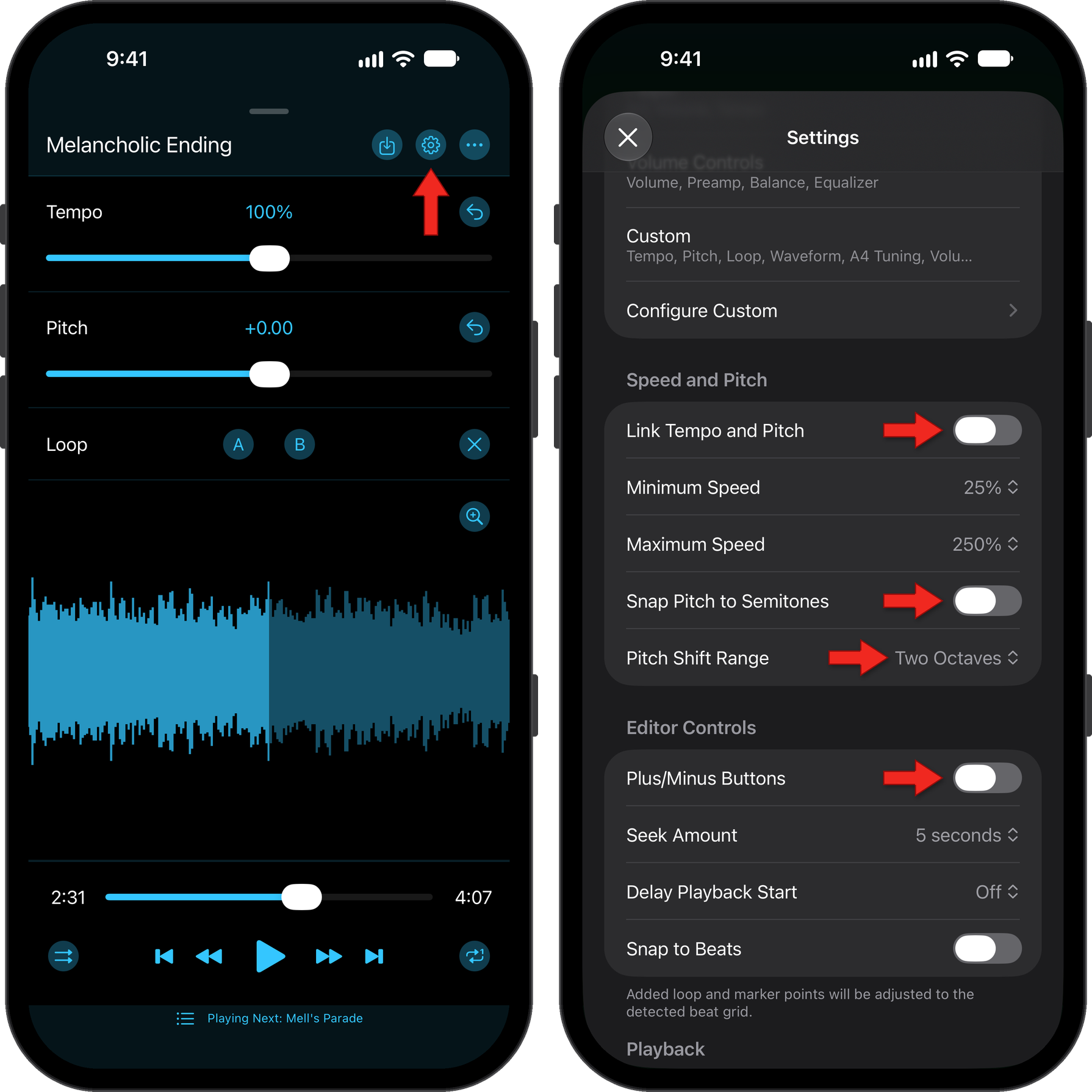Pitch control options