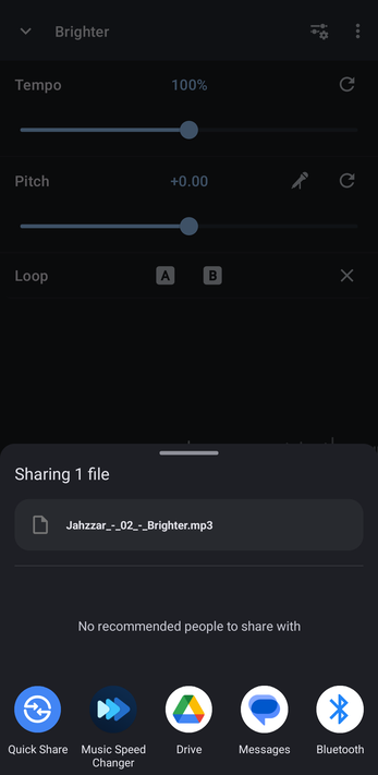 Android share sheet for the track