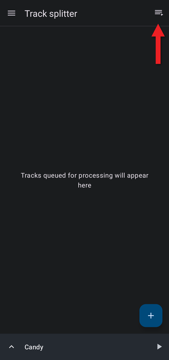 Arrow pointing at the completed tracks button