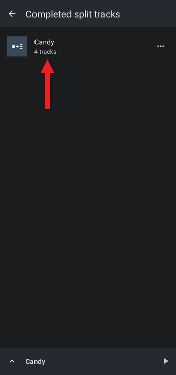 Completed split tracks list