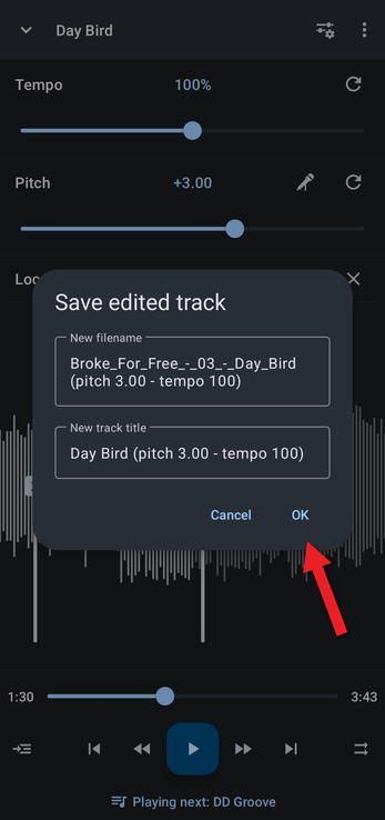 Save edited track dialog