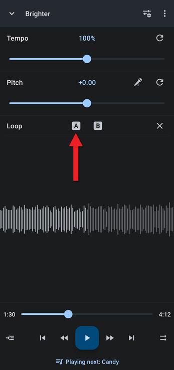 Editor with an arrow pointing at the A button