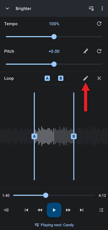 Arrow pointing at the pencil button