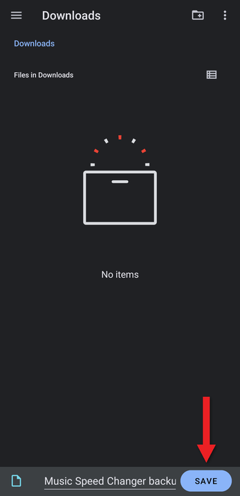 Android save screen with the backup file name